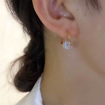 Sparkling Solitaire Zircon Huggie Earrings