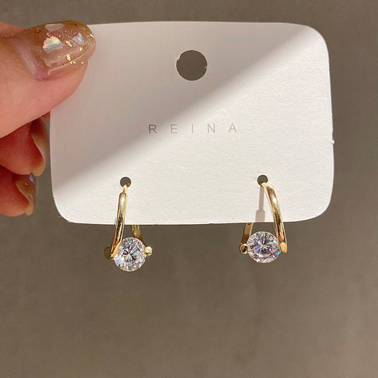 Sparkling Solitaire Zircon Huggie Earrings