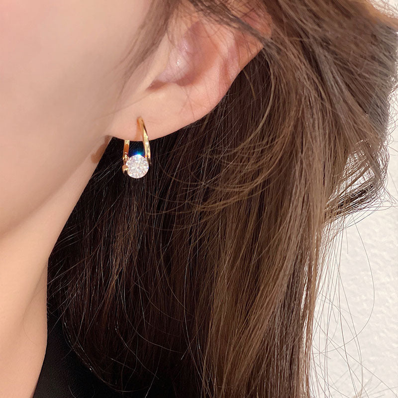 Sparkling Solitaire Zircon Huggie Earrings