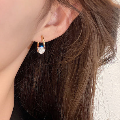 Sparkling Solitaire Zircon Huggie Earrings