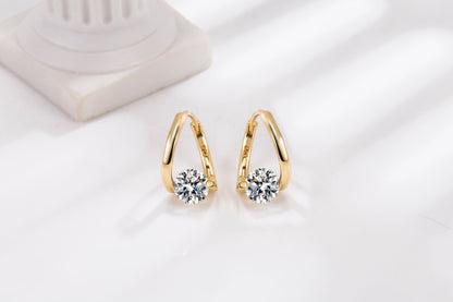 🔥Classic Sparkling Zircon Huggie Earrings | Minimalist Luxury Geometric Hoop Earrings for Women