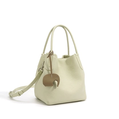 Spring Collection Genuine Leather Bucket Bag - Versatile Crossbody Tote