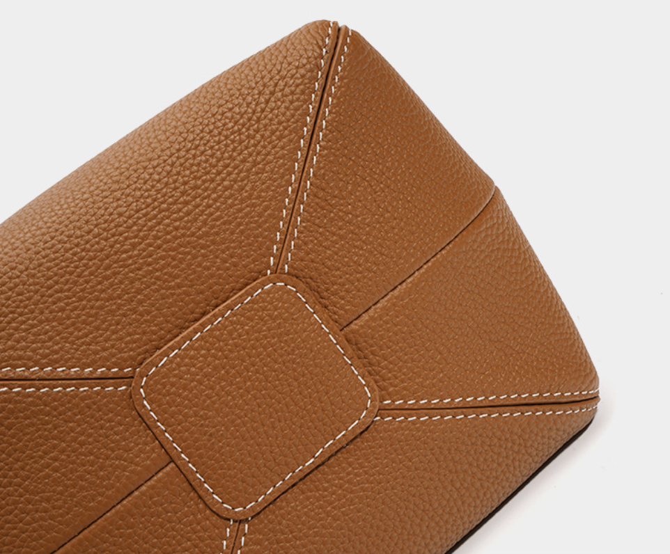 Spring Collection Genuine Leather Bucket Bag - Versatile Crossbody Tote