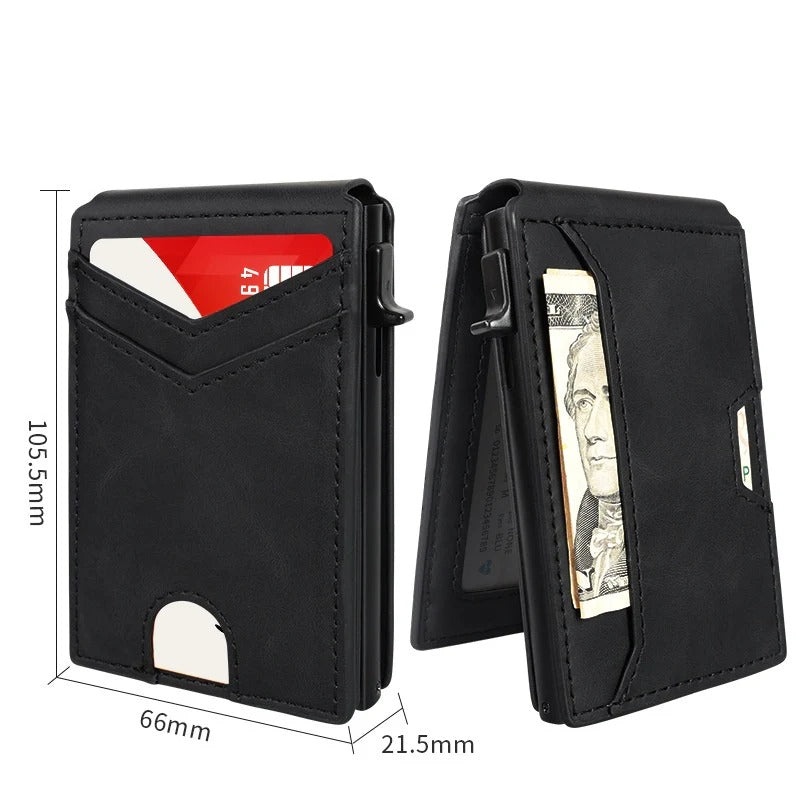 🔥Last Day! 50% OFF 💼🔒Premium Aluminum RFID Blocking Minimalist Wallet for Men — Pop-Up Card Access, Money Clip & ID Window
