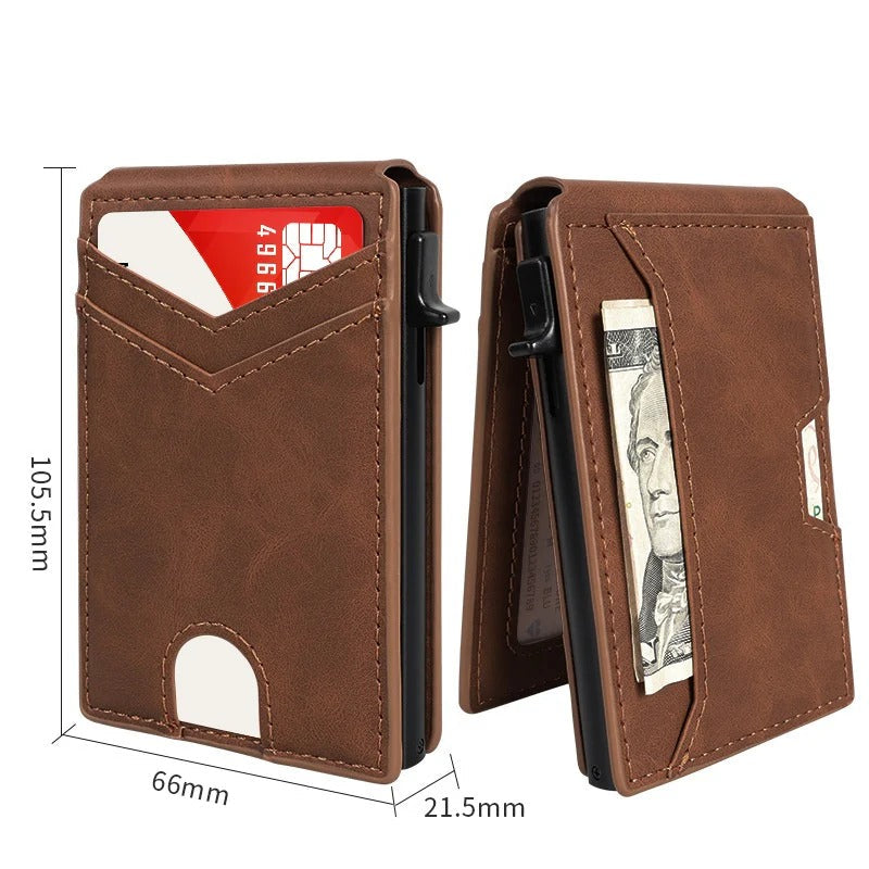 🔥Last Day! 50% OFF 💼🔒Premium Aluminum RFID Blocking Minimalist Wallet for Men — Pop-Up Card Access, Money Clip & ID Window