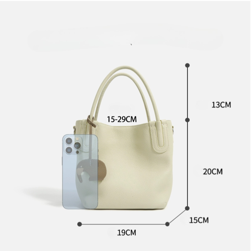Spring Collection Genuine Leather Bucket Bag - Versatile Crossbody Tote